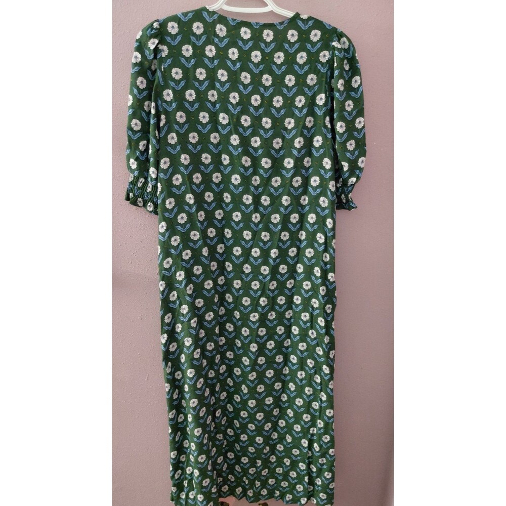 Boden Dress Women's US 12R Long Green Blue Floral Maxi Viscose Side Pockets - Picture 7 of 12